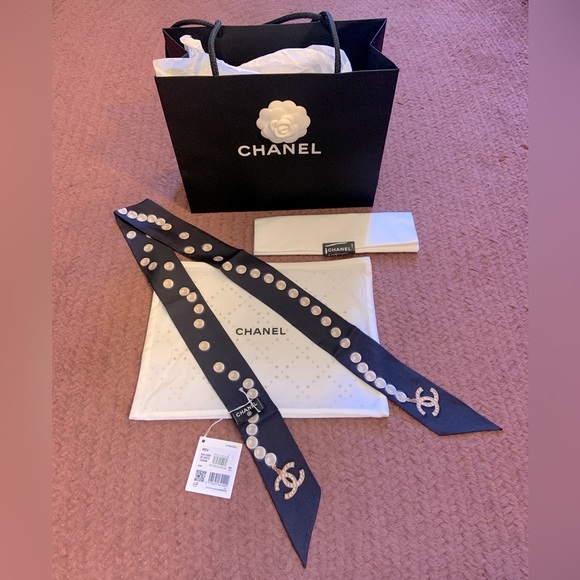 【CHANEL】Slim Pearl Twilly Navy aca1fc8cf305b10cc47dd615590794